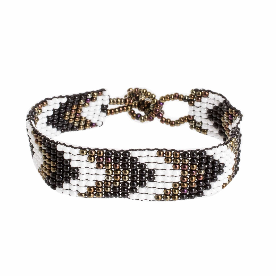 Chevron Motif Beaded Wristband Bracelet - New Destination