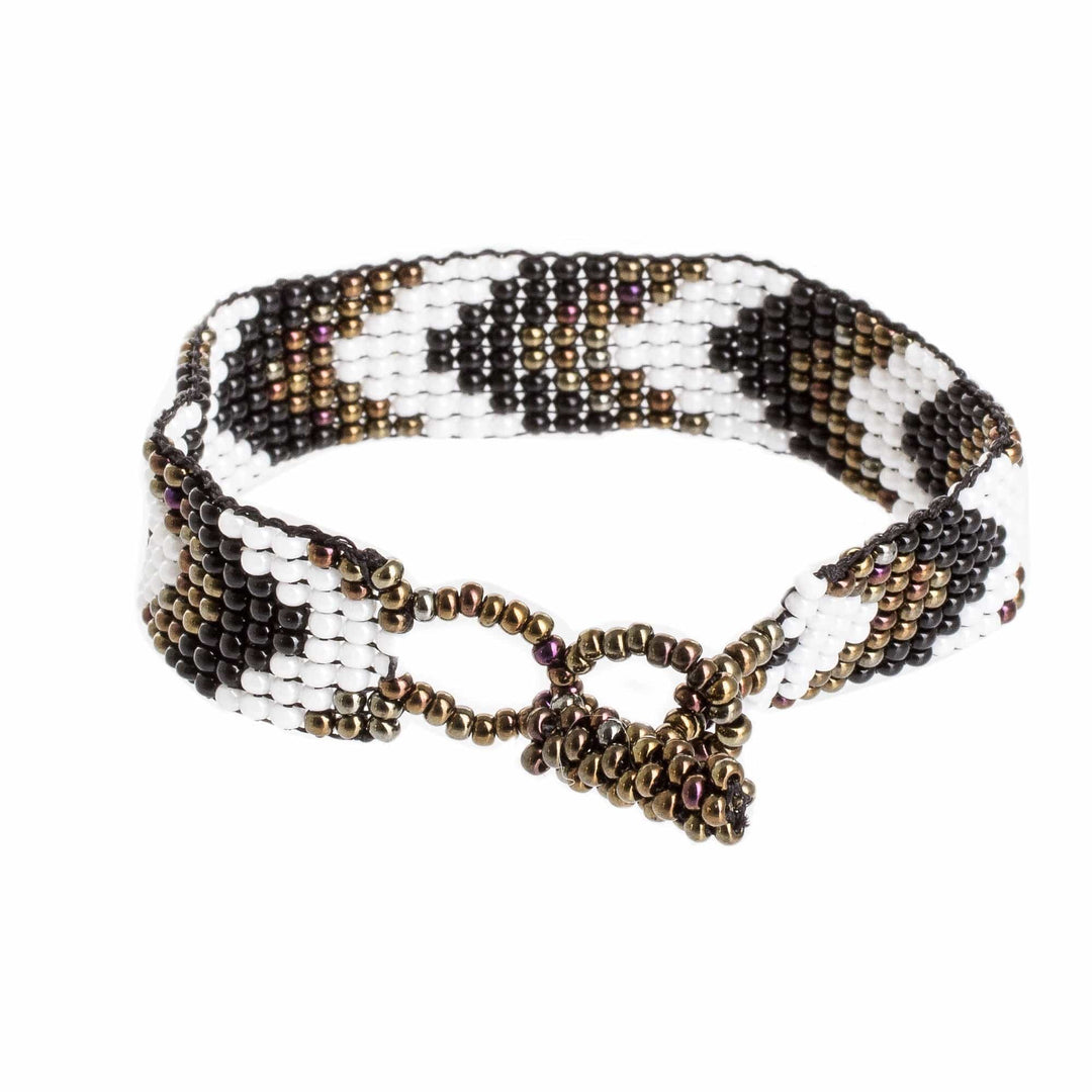 Chevron Motif Beaded Wristband Bracelet - New Destination
