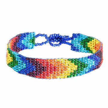 Handcrafted Rainbow Beaded Wristband Bracelet - Happiness and Color