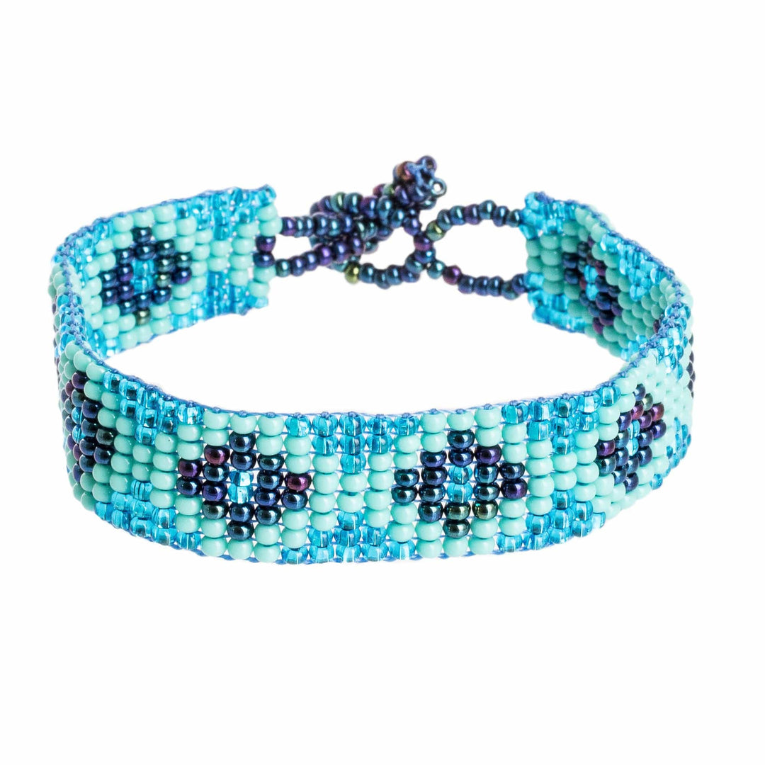 Diamond Patterned Beaded Wristband Bracelet - Colorful Diamonds