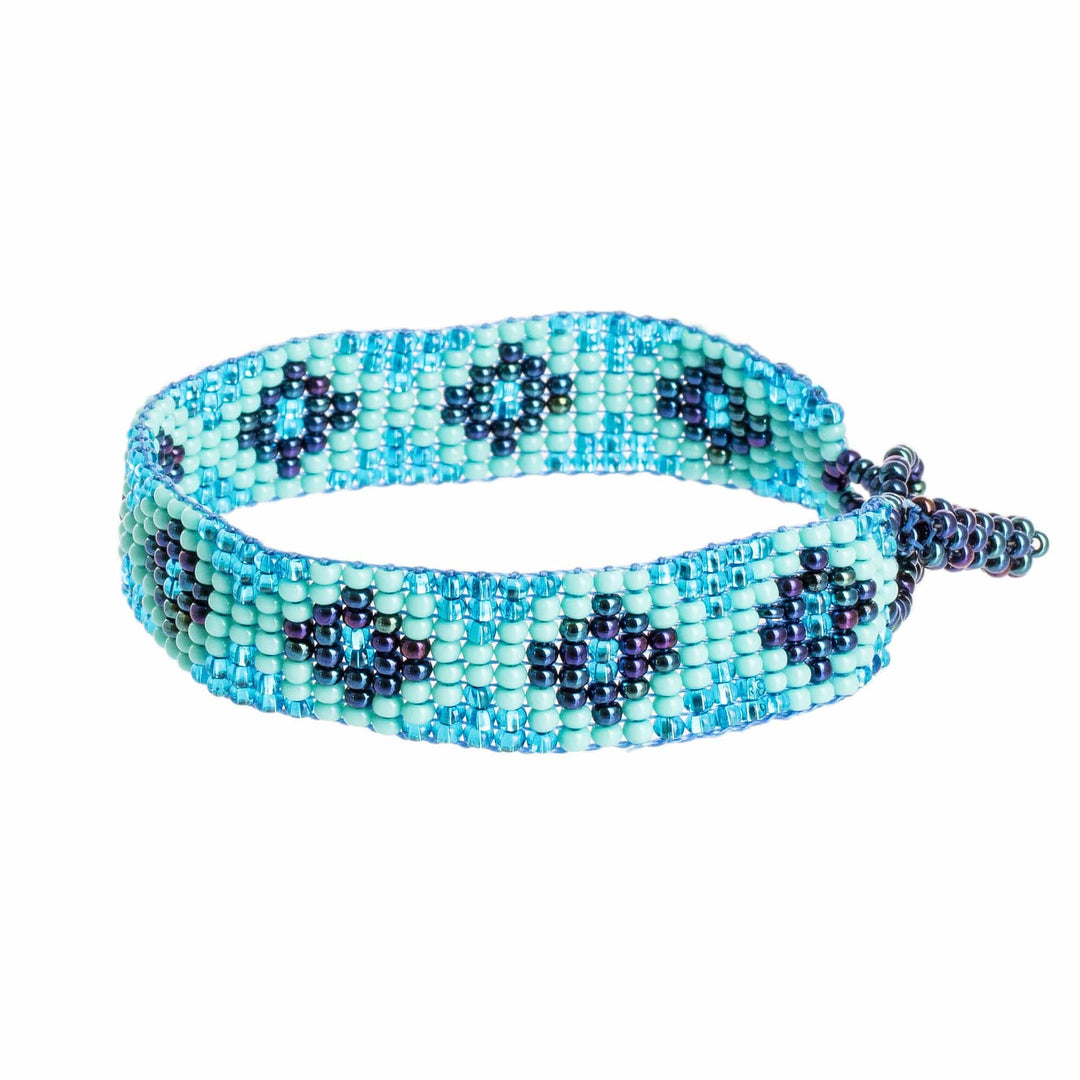Diamond Patterned Beaded Wristband Bracelet - Colorful Diamonds