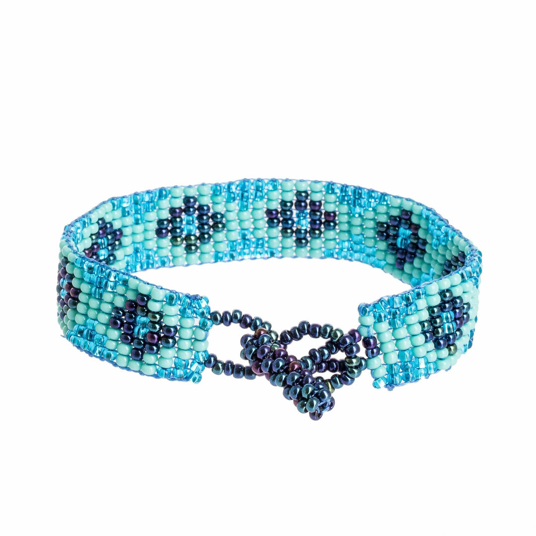 Diamond Patterned Beaded Wristband Bracelet - Colorful Diamonds