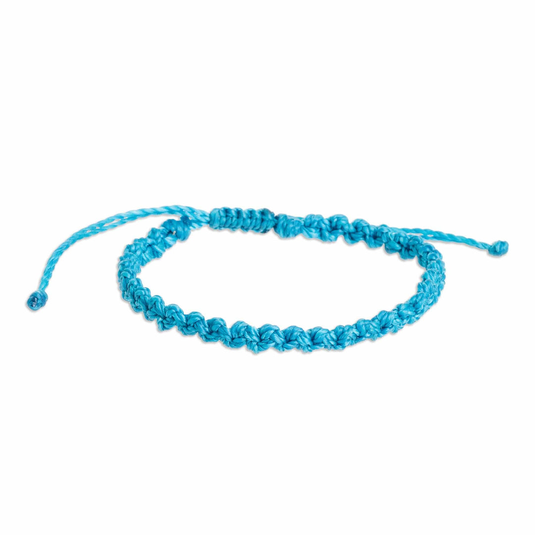 Unisex Turquoise Macrame Bracelet - Knot Uncommon in Cyan