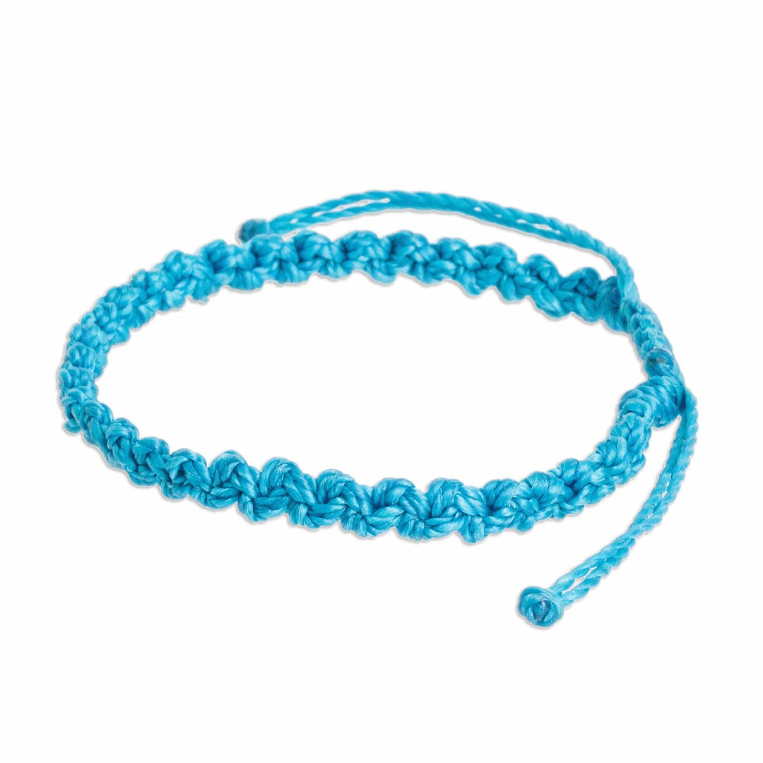Unisex Turquoise Macrame Bracelet - Knot Uncommon in Cyan