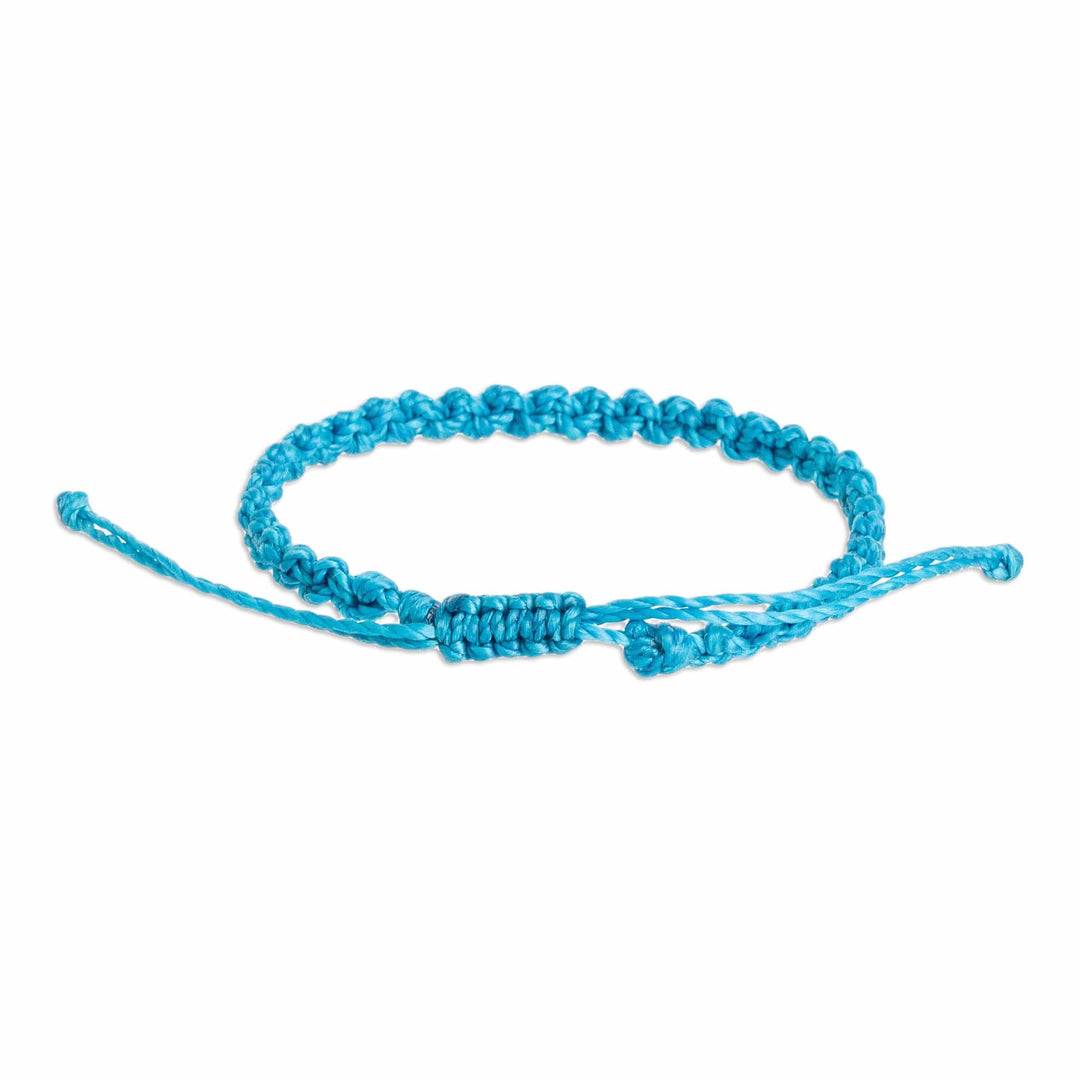 Unisex Turquoise Macrame Bracelet - Knot Uncommon in Cyan