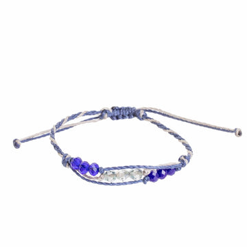 Blue and Grey Beaded Cord Bracelet - Bright Tomorrow in Blue