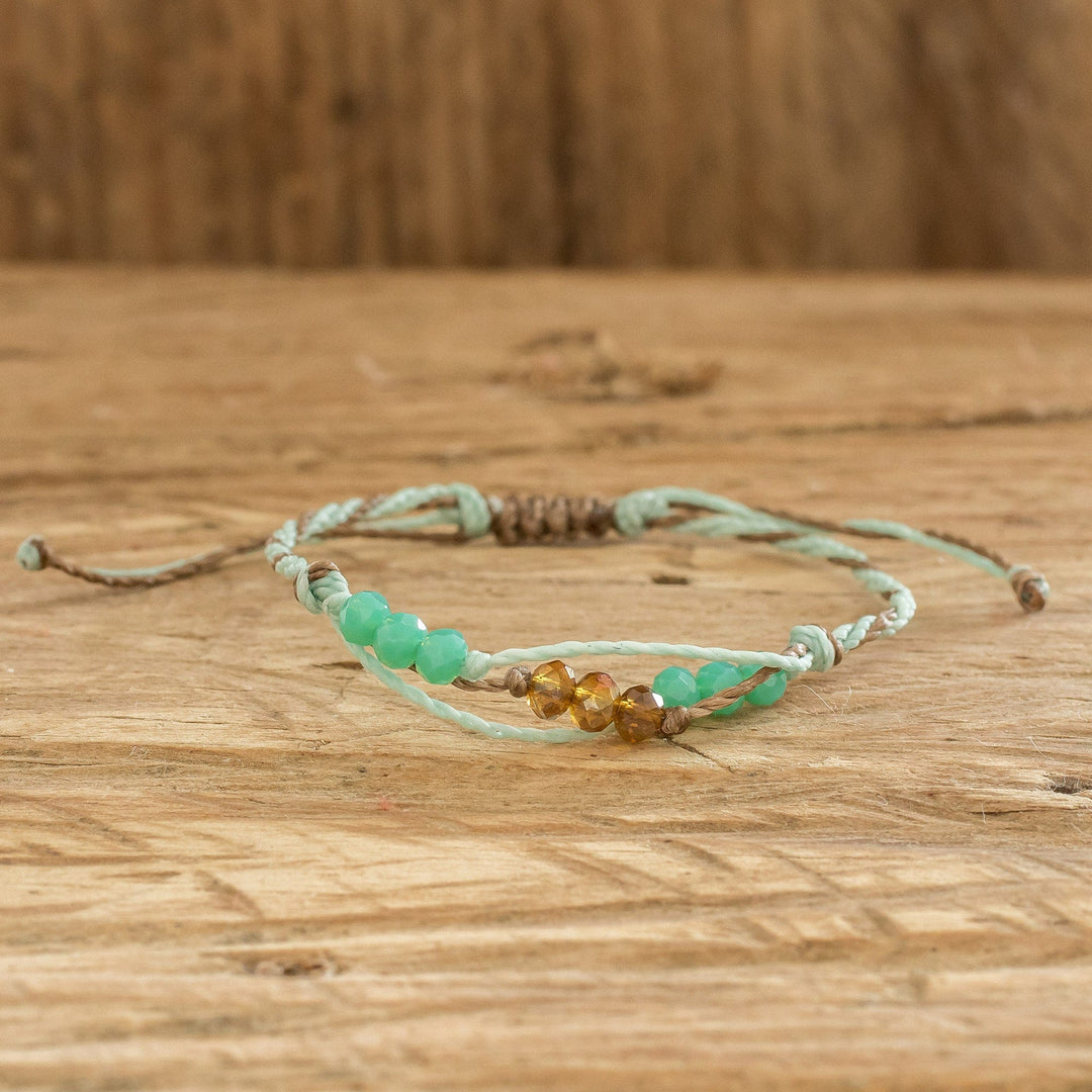 Handmade Beaded Cord Bracelet from Guatemala - Bright Tomorrow in Aqua