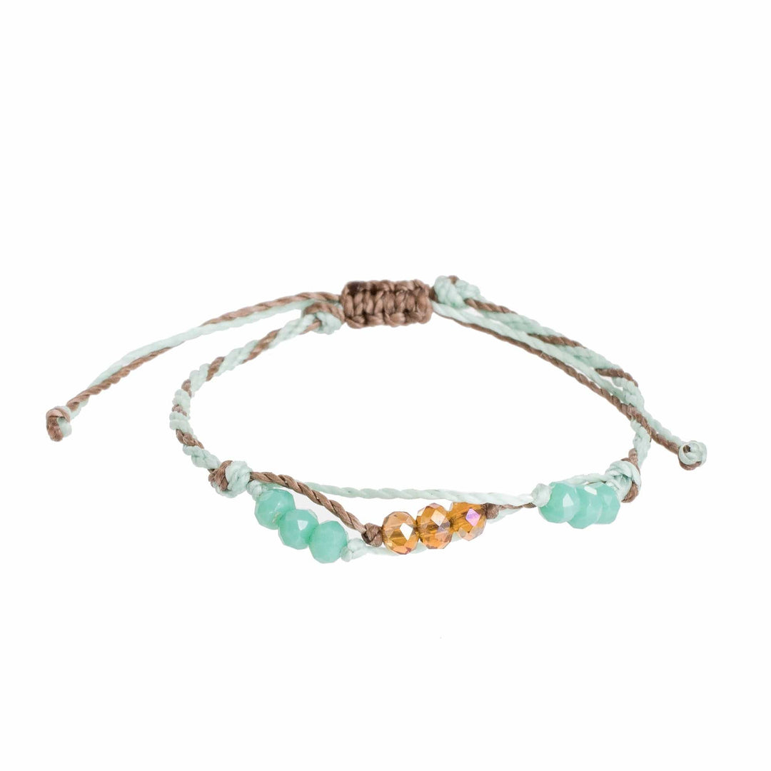 Handmade Beaded Cord Bracelet from Guatemala - Bright Tomorrow in Aqua