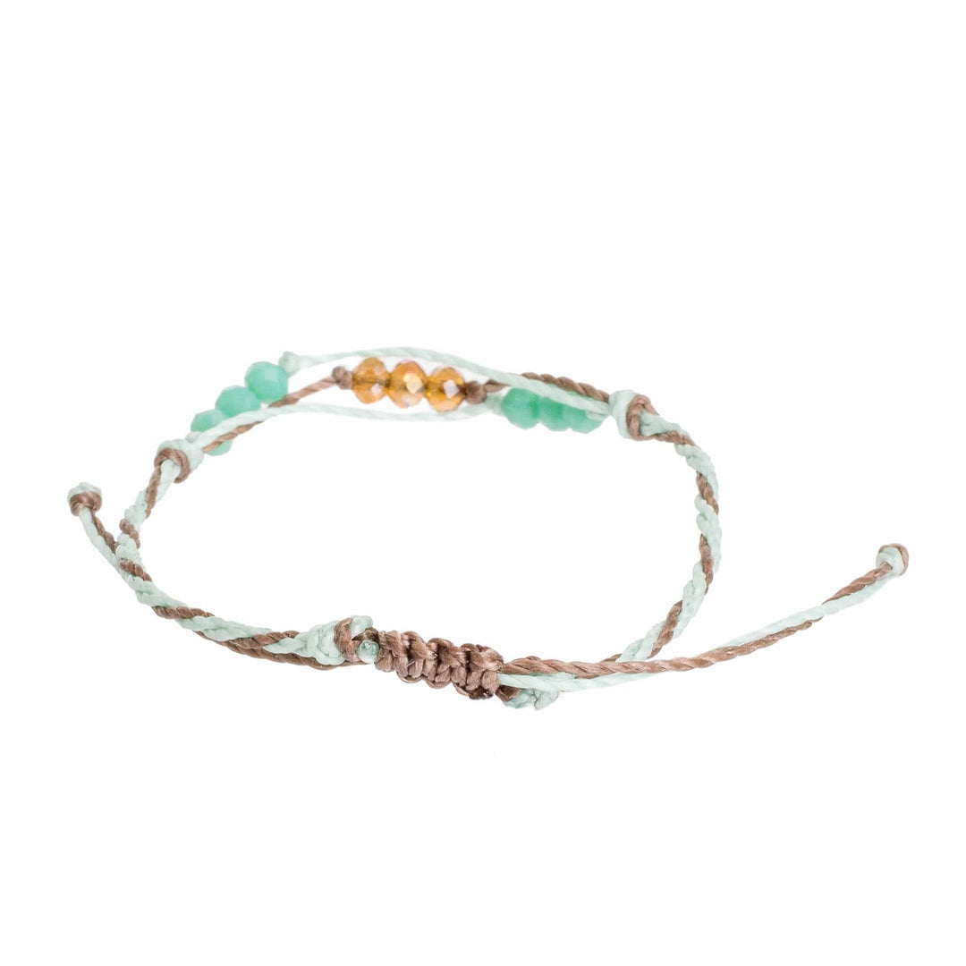 Handmade Beaded Cord Bracelet from Guatemala - Bright Tomorrow in Aqua