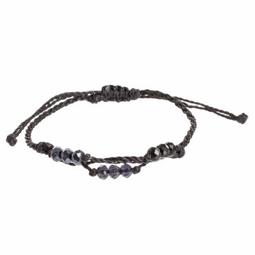 Black Cord Bracelet with Crystal Beads - Bright Tomorrow in Black