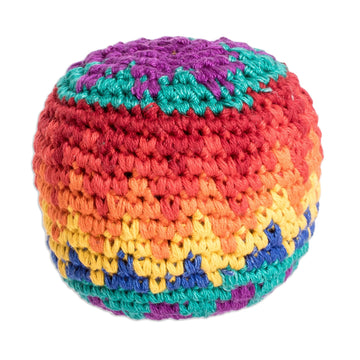 Knit Multicolored Patterned Cotton Hacky Sack - Colorful Sphere
