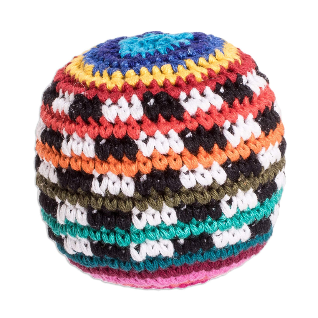 Hand Knit Cotton Hacky Sack Footbag - Fun on the Run