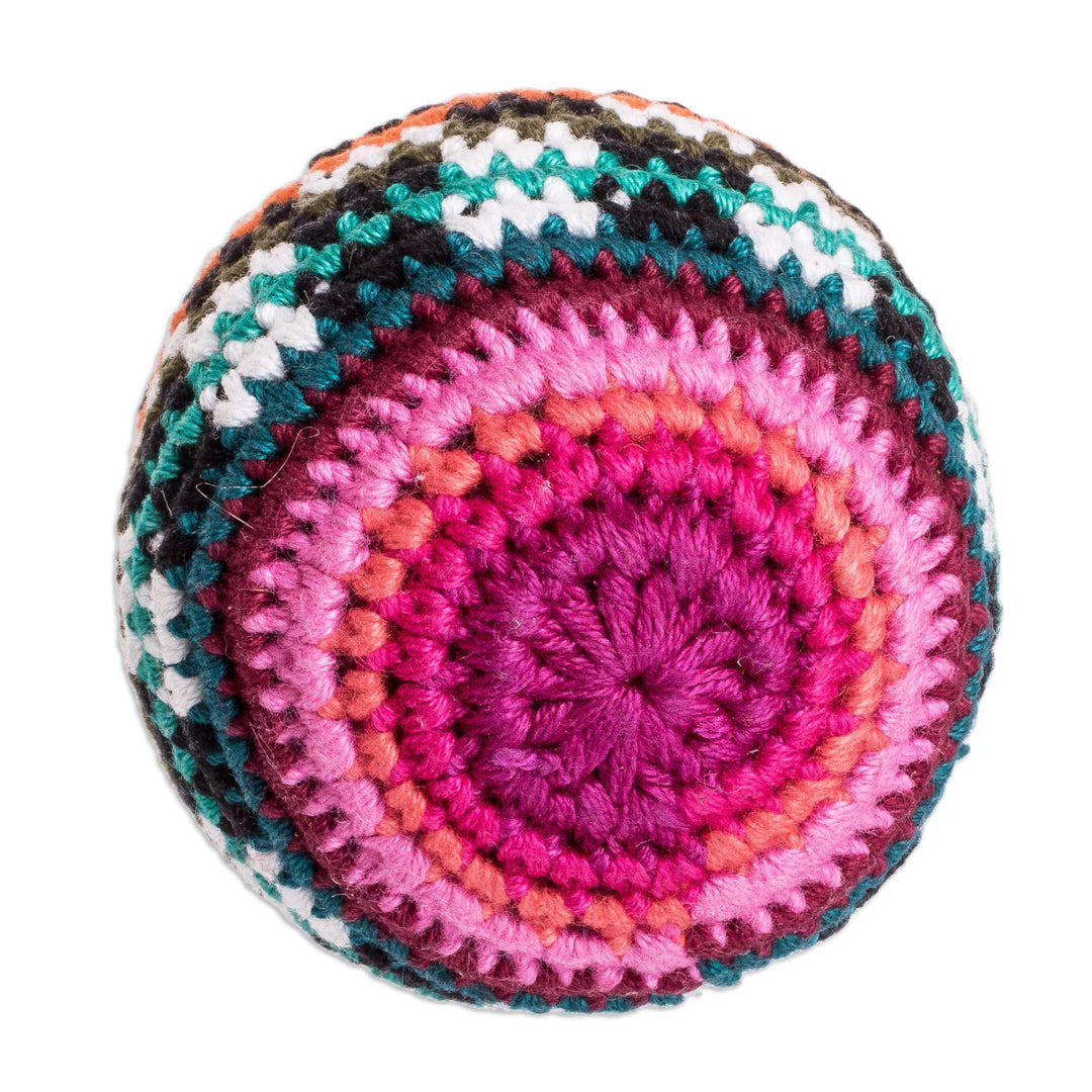 Hand Knit Cotton Hacky Sack Footbag - Fun on the Run