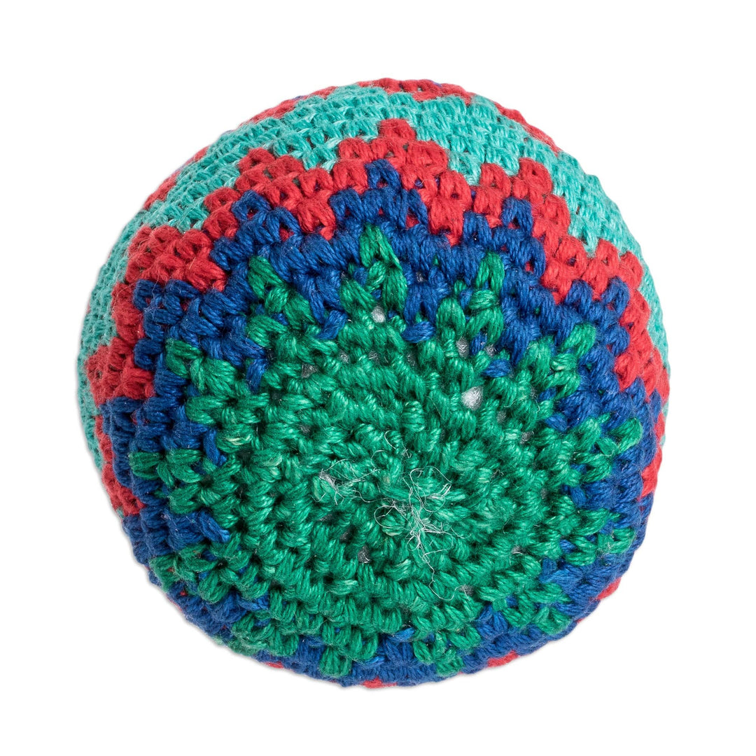 Artisan Crafted Cotton Hacky Sack - Colorful Zigzag