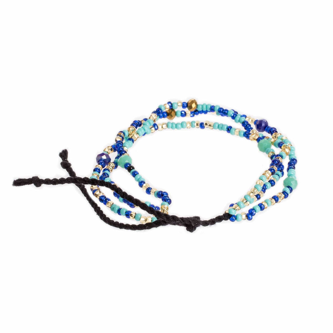 Handmade Guatemalan Tropical Blue Crystal Beaded Bracelet - Island Waves