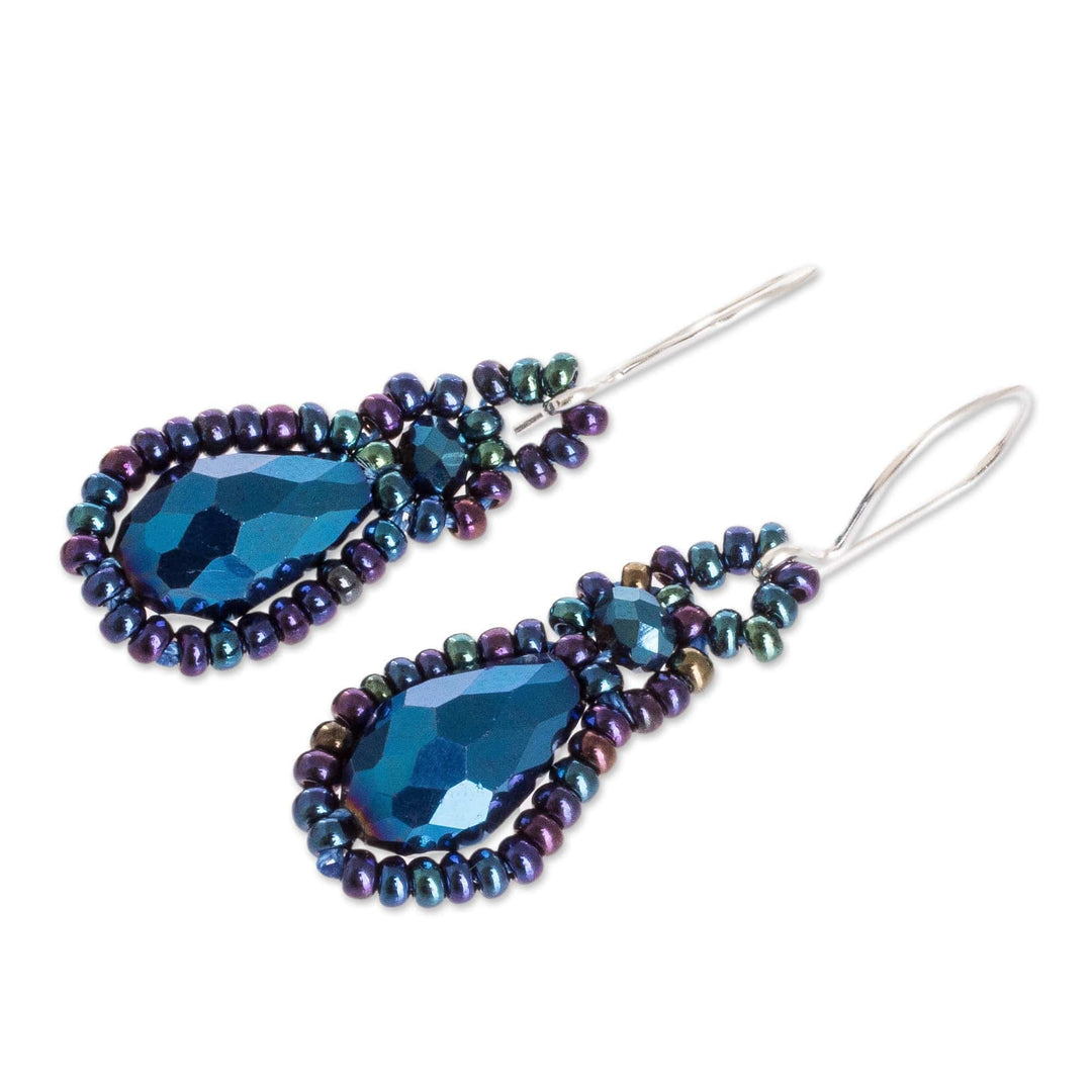 Beaded Pendant Necklace Earrings and Bracelet Jewelry Set - Finesse in Blue