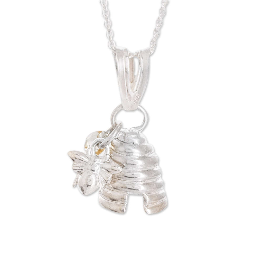 Sterling Silver Bee Pendant Necklace from Costa Rica - Bee Yourself Again