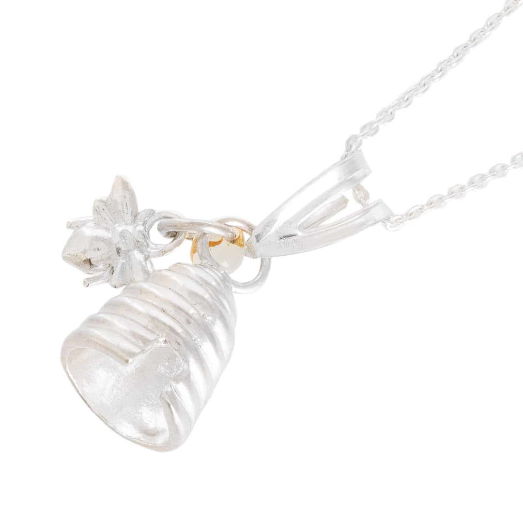 Sterling Silver Bee Pendant Necklace from Costa Rica - Bee Yourself Again