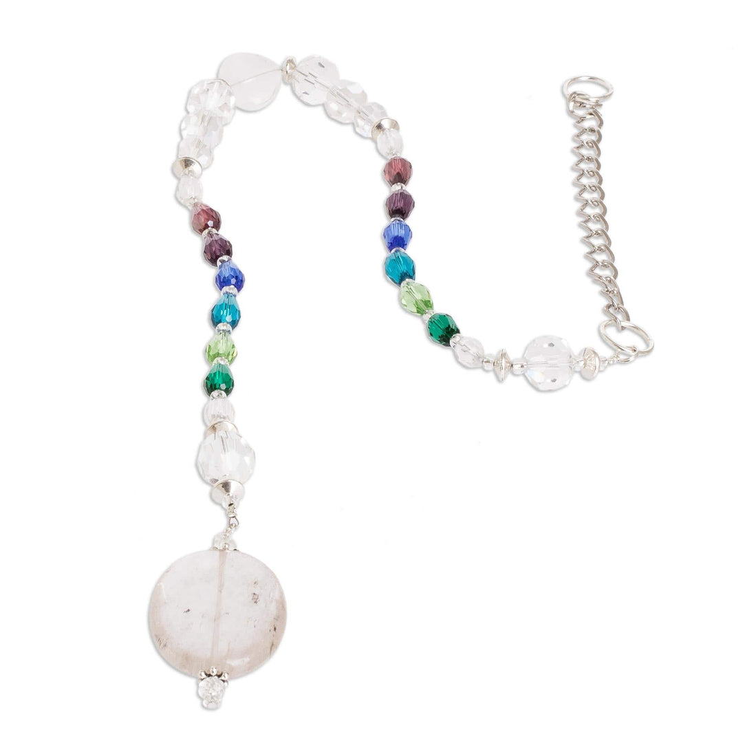 Crystal and Glass Beaded Suncatcher in Cold Shades - Mystic Whispers