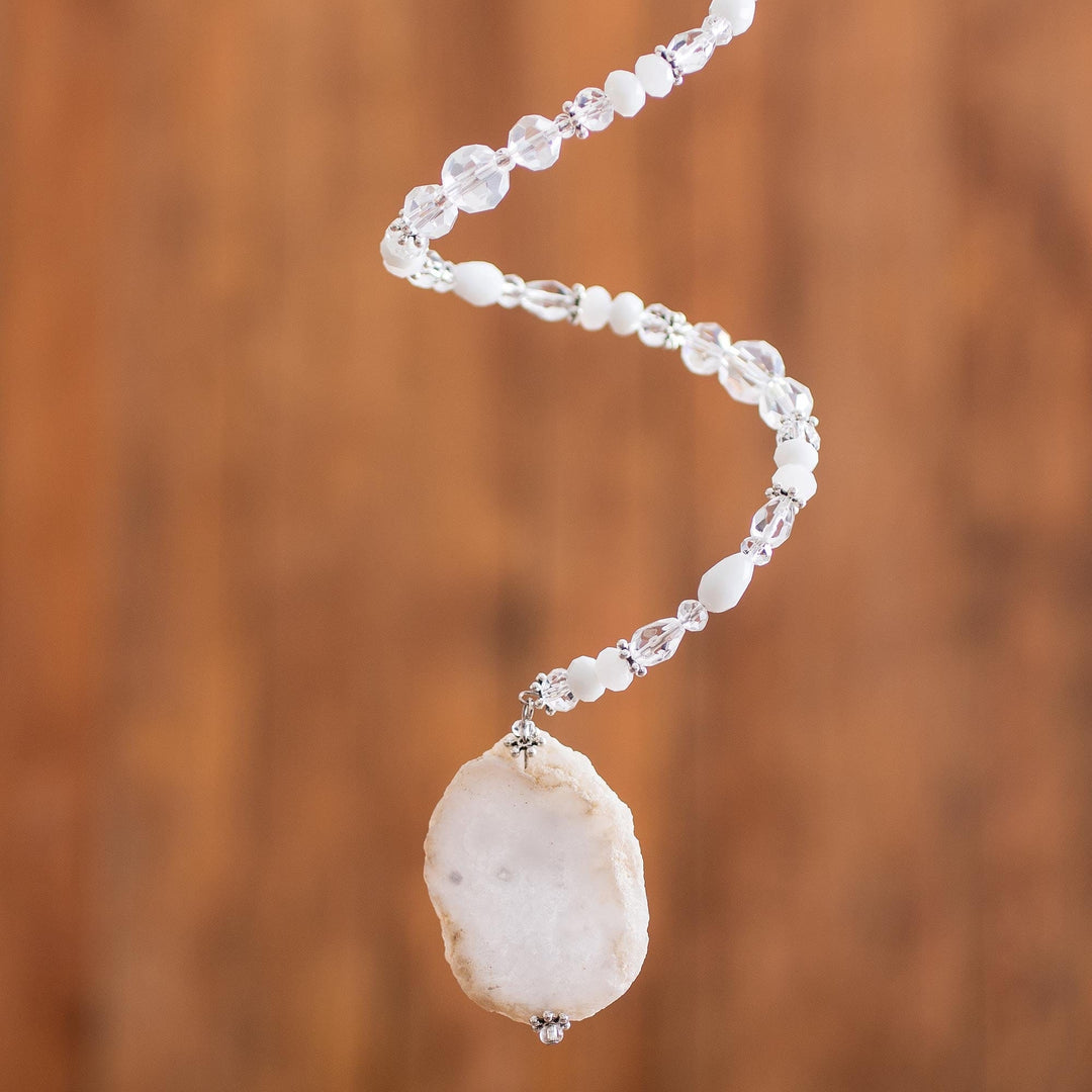 Quartz and Crystal Spiral Suncatcher Crafted in Guatemala - Precious Spiral