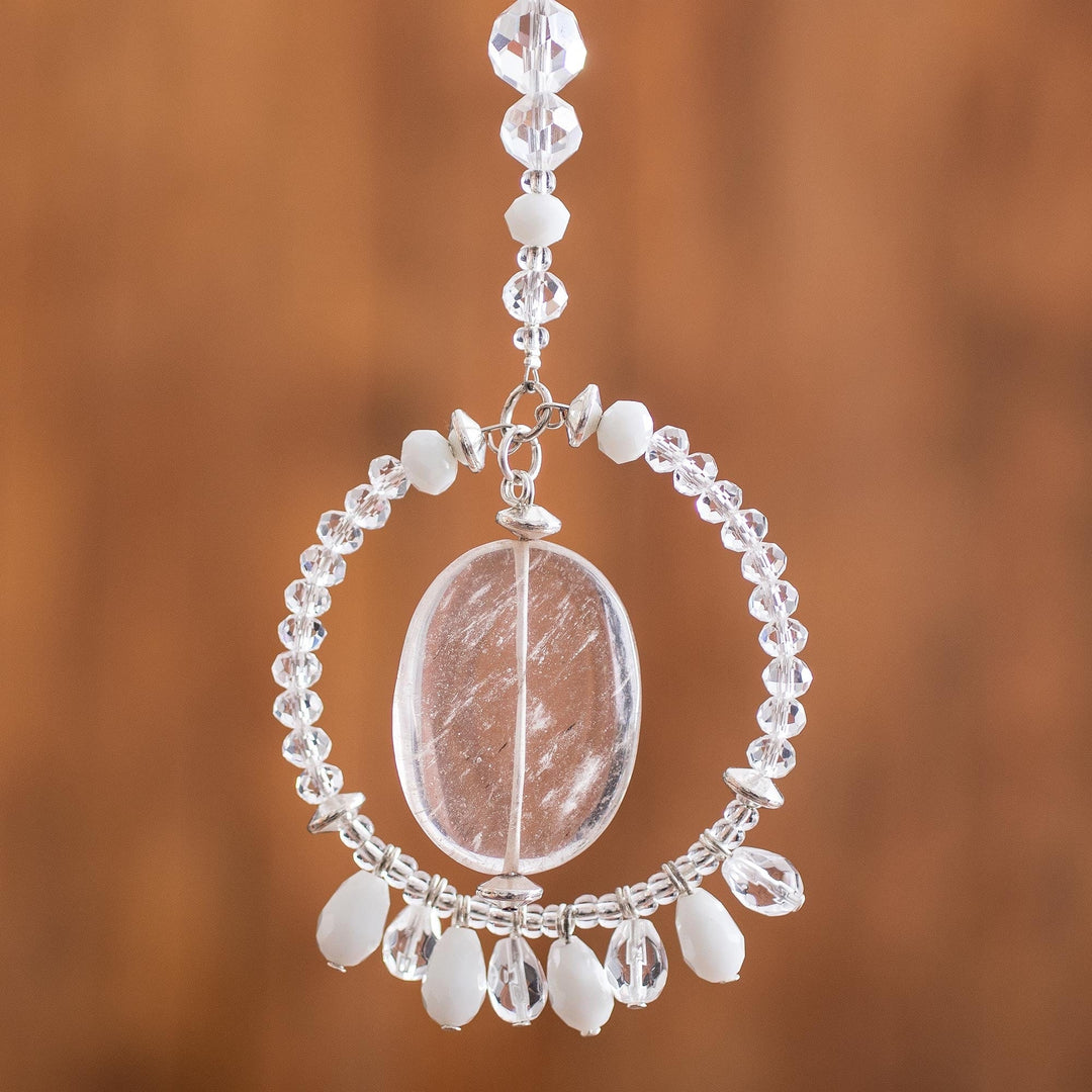 Crystal and Glass Beaded Suncatcher with Ring - Peace Ring