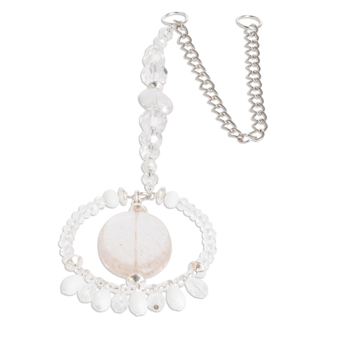 Crystal and Glass Beaded Suncatcher with Ring - Peace Ring