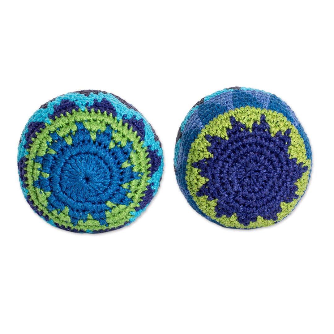 Set of 2 Handmade Pattern Cotton Hacky Sacks - Cool Globes