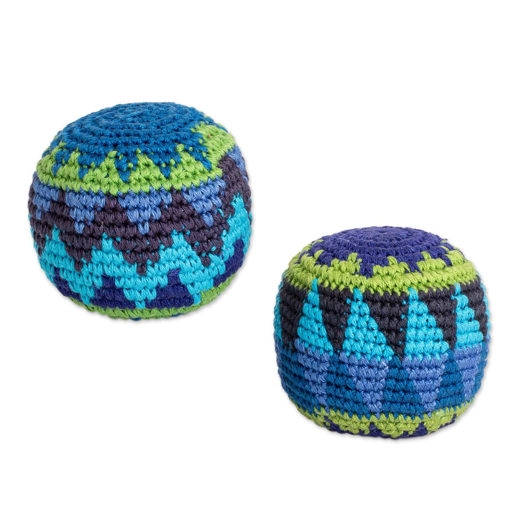 Set of 2 Handmade Pattern Cotton Hacky Sacks - Cool Globes