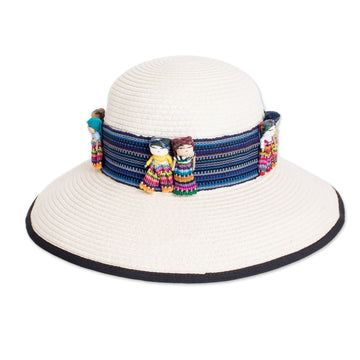 Hand Stitched Hat Band from Guatemala with Worry Dolls - Problem-Free