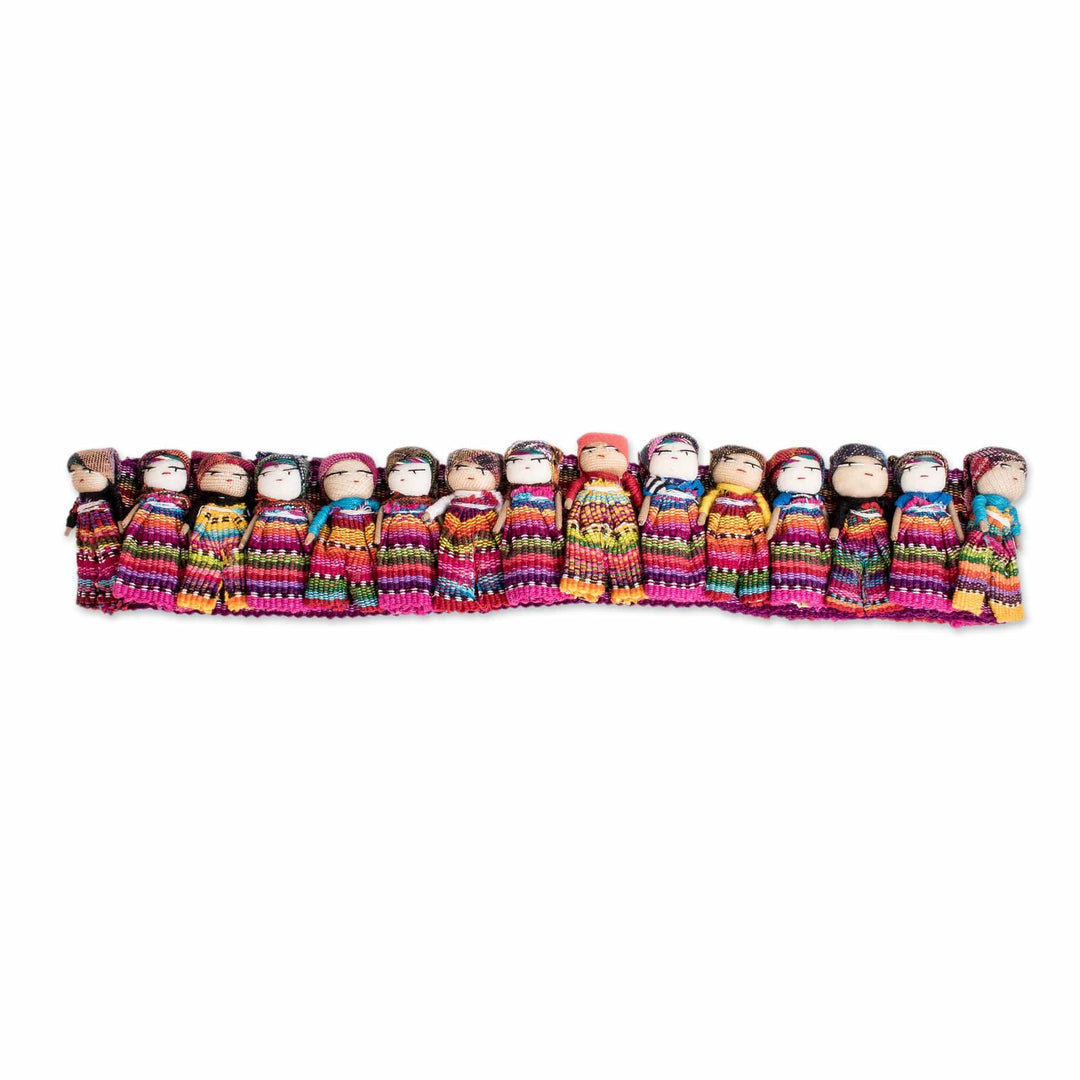 Handmade Ribbon-Style Hat Band with Guatemalan Worry Dolls - Little Helpers