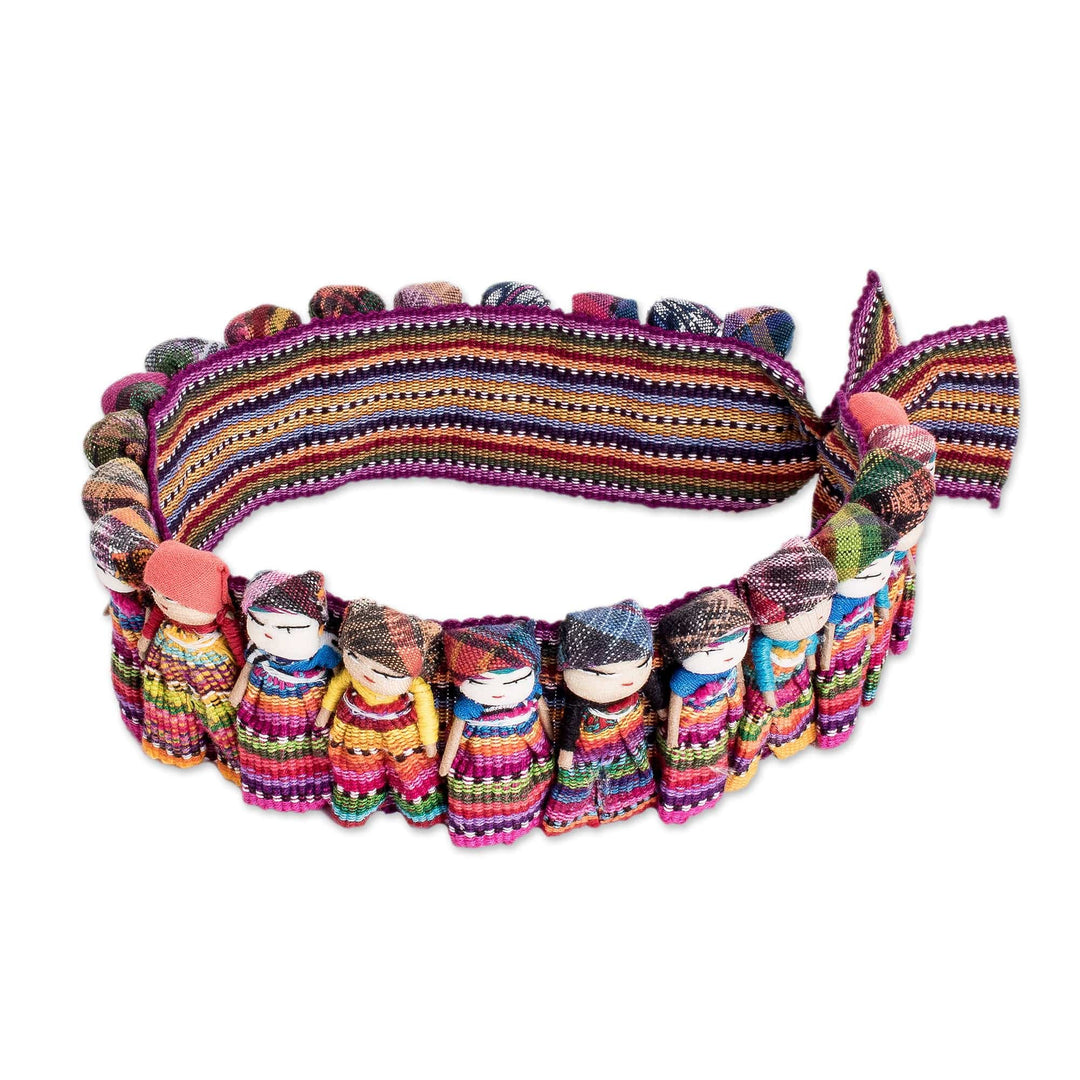 Handmade Ribbon-Style Hat Band with Guatemalan Worry Dolls - Little Helpers