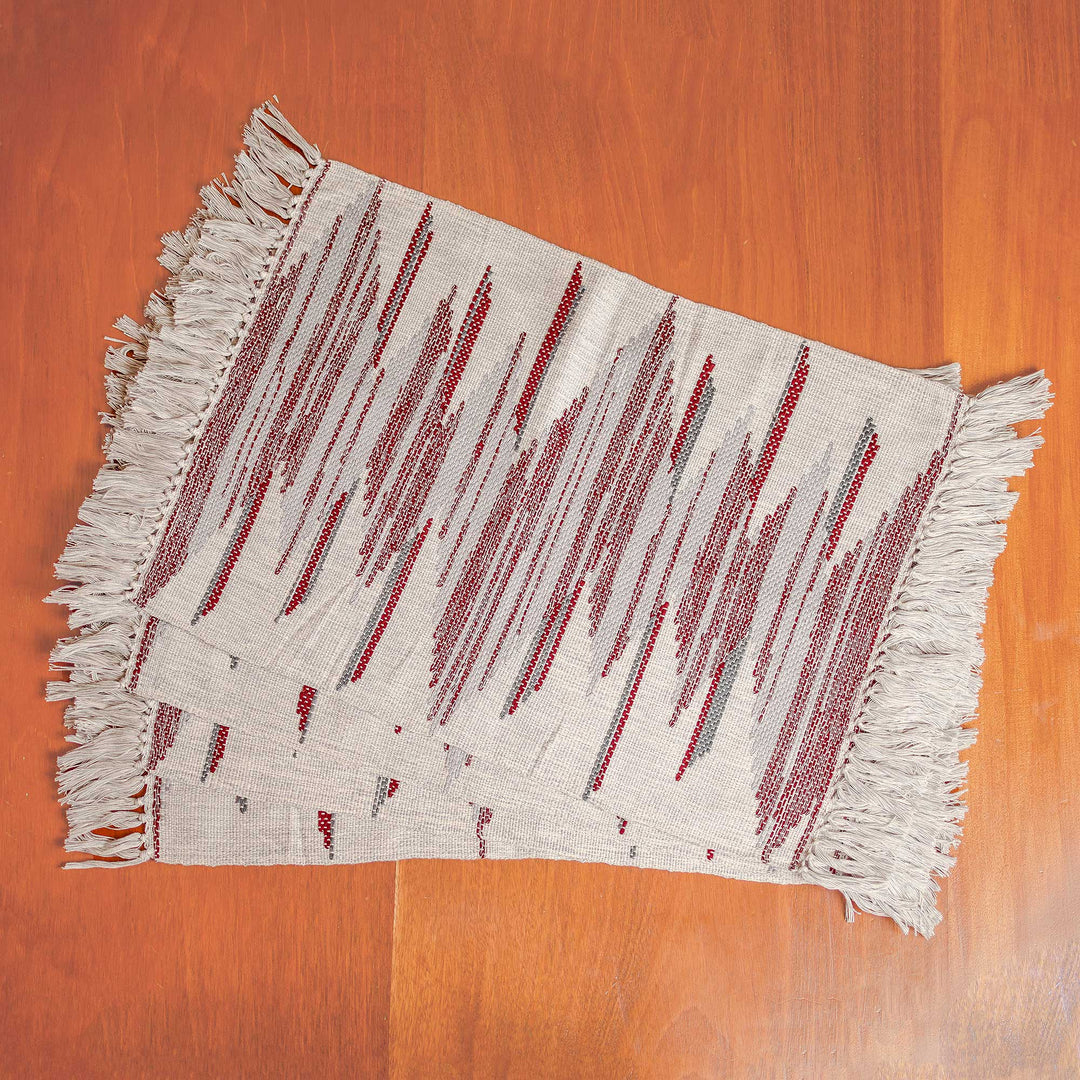 Handloomed Cotton Alabaster Placemats - Set of 4 - Warm Memories