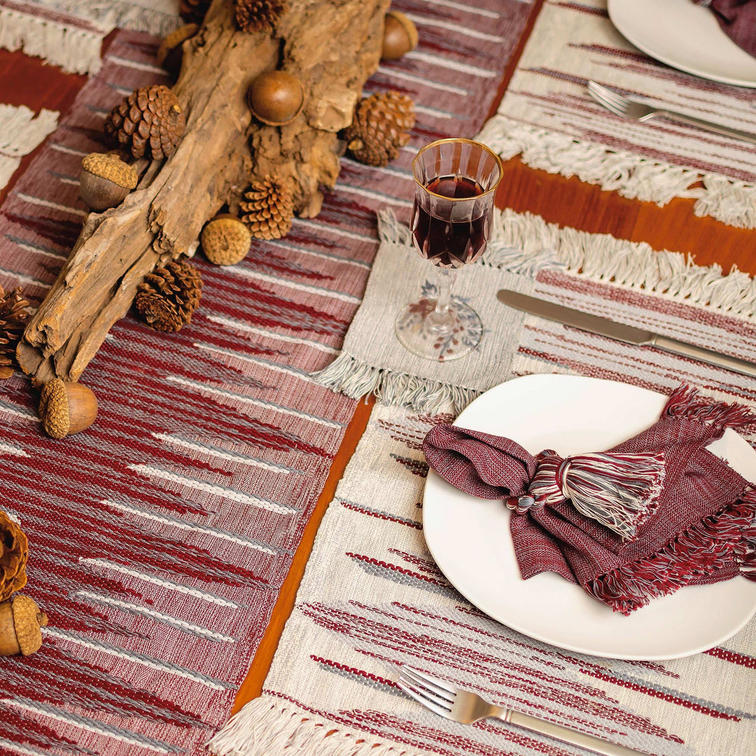 Handloomed Cotton Alabaster Placemats - Set of 4 - Warm Memories