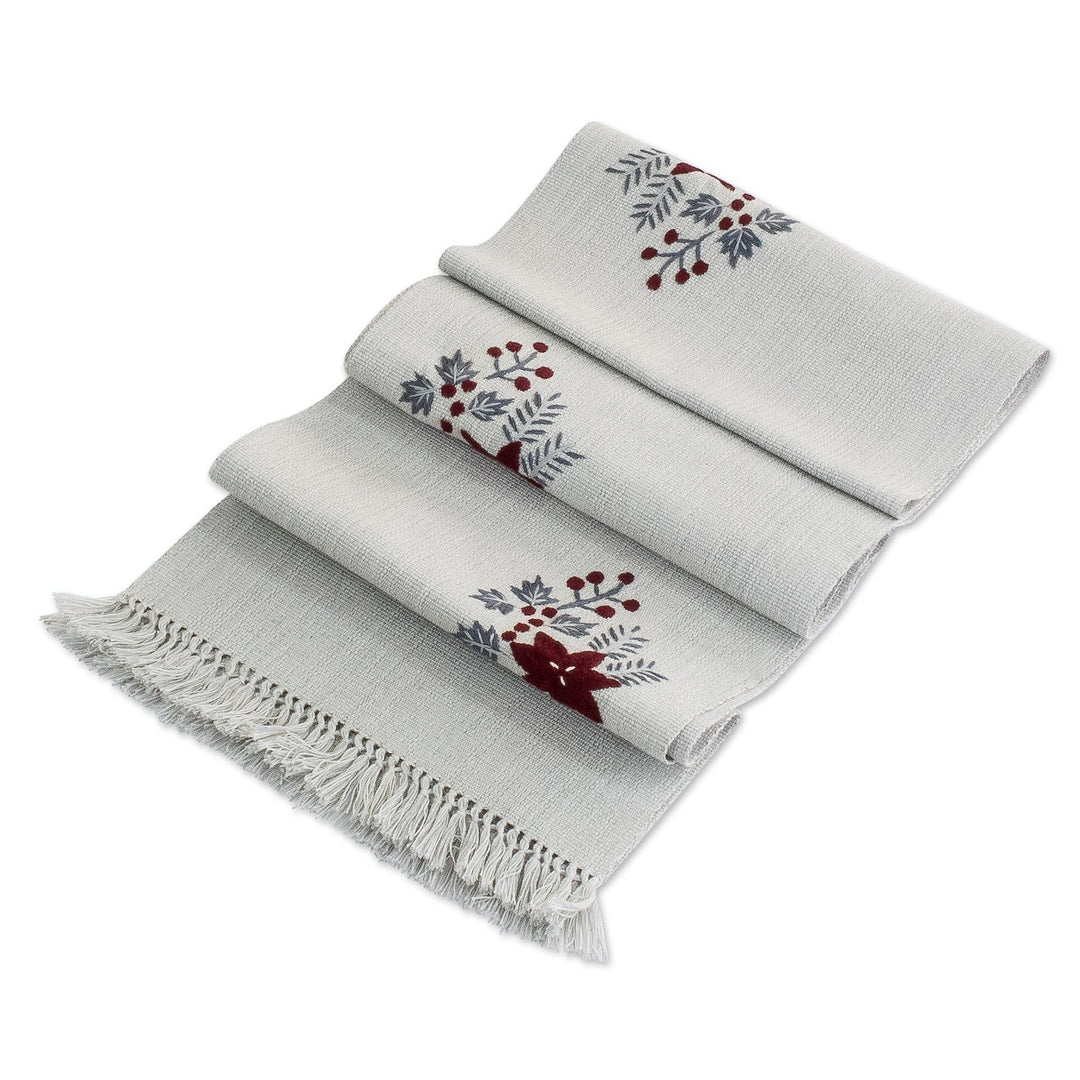 Handloomed Cotton Table Runner - Love Embroidery