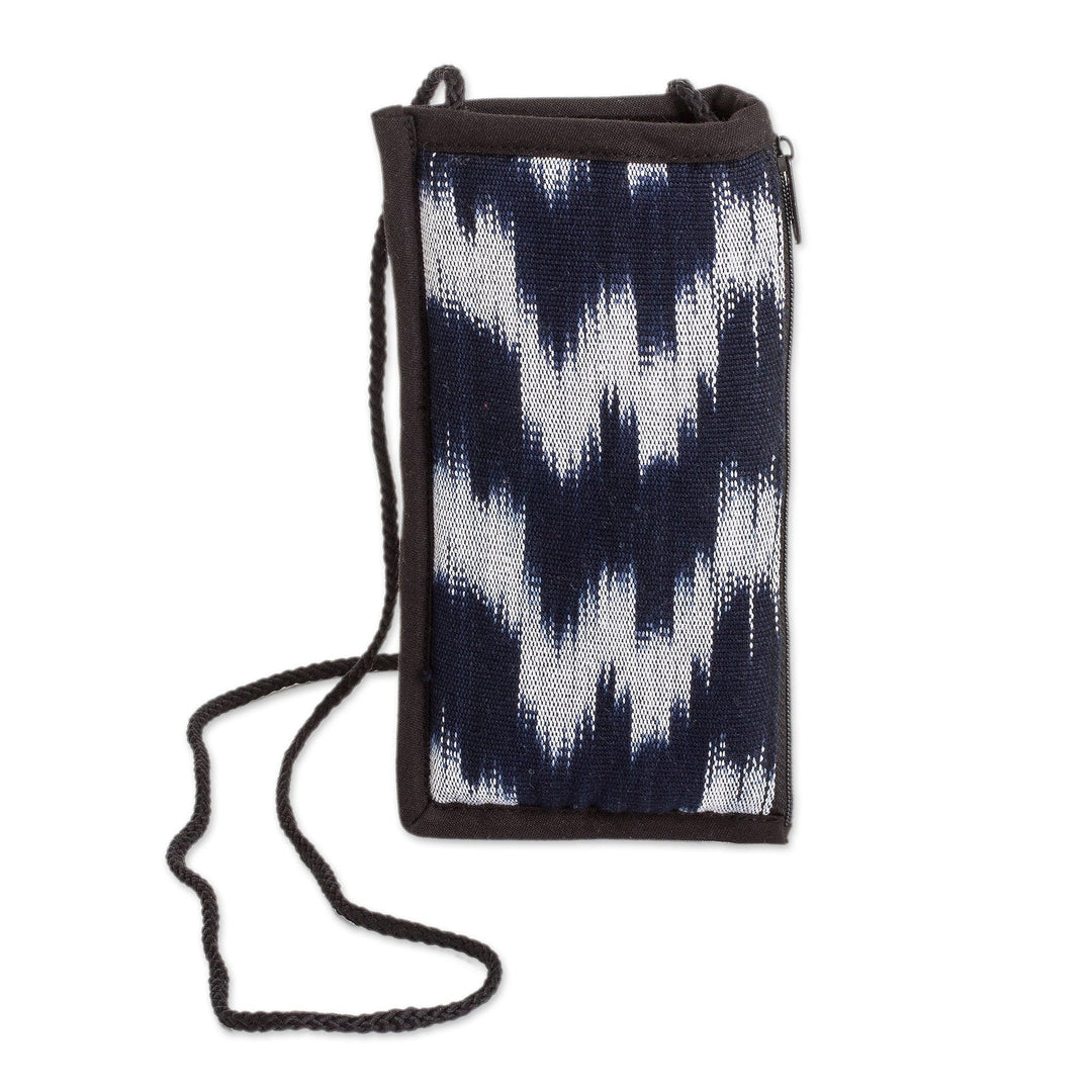 Blue and White Cotton Glasses Case Handmade in Guatemala - Marbled