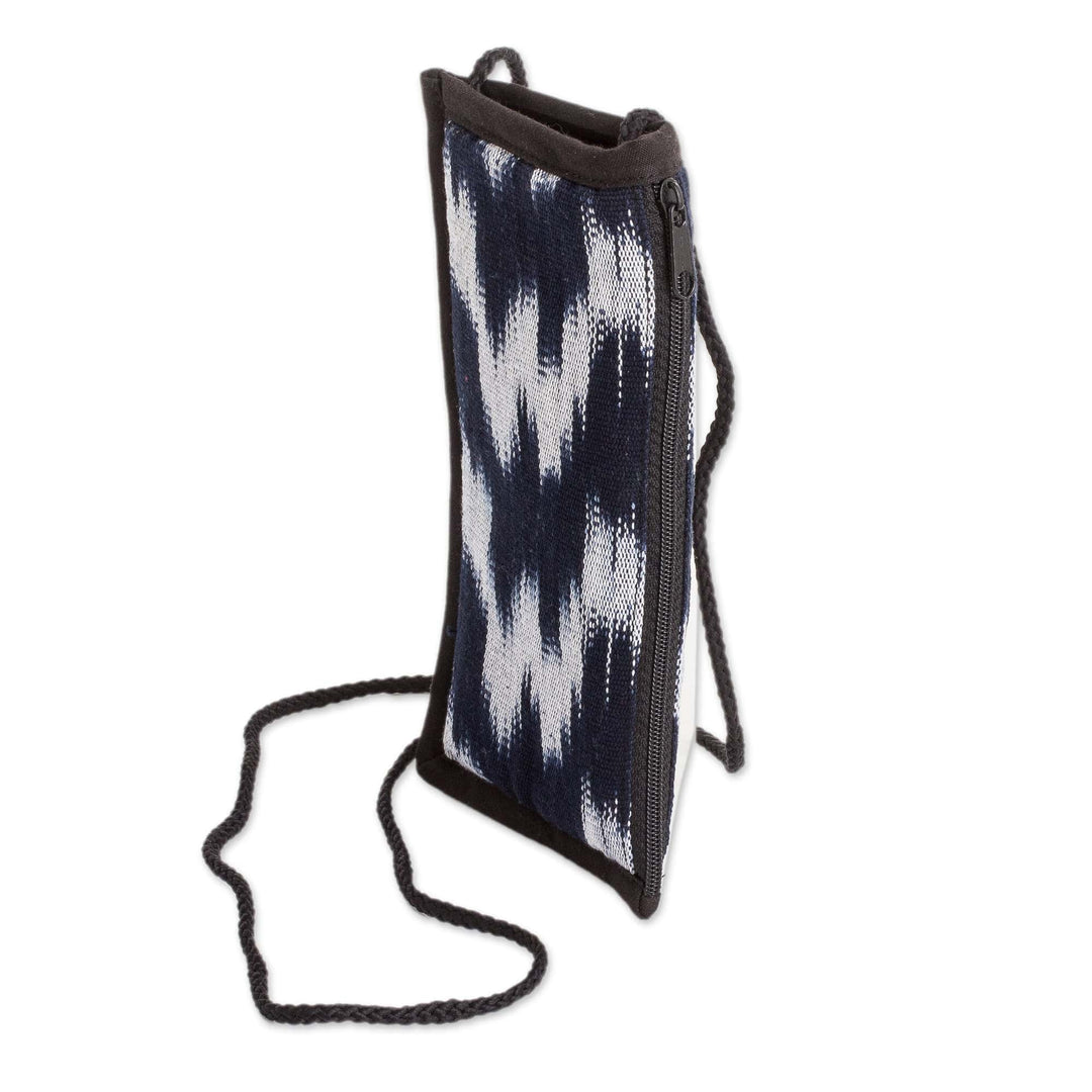 Blue and White Cotton Glasses Case Handmade in Guatemala - Marbled