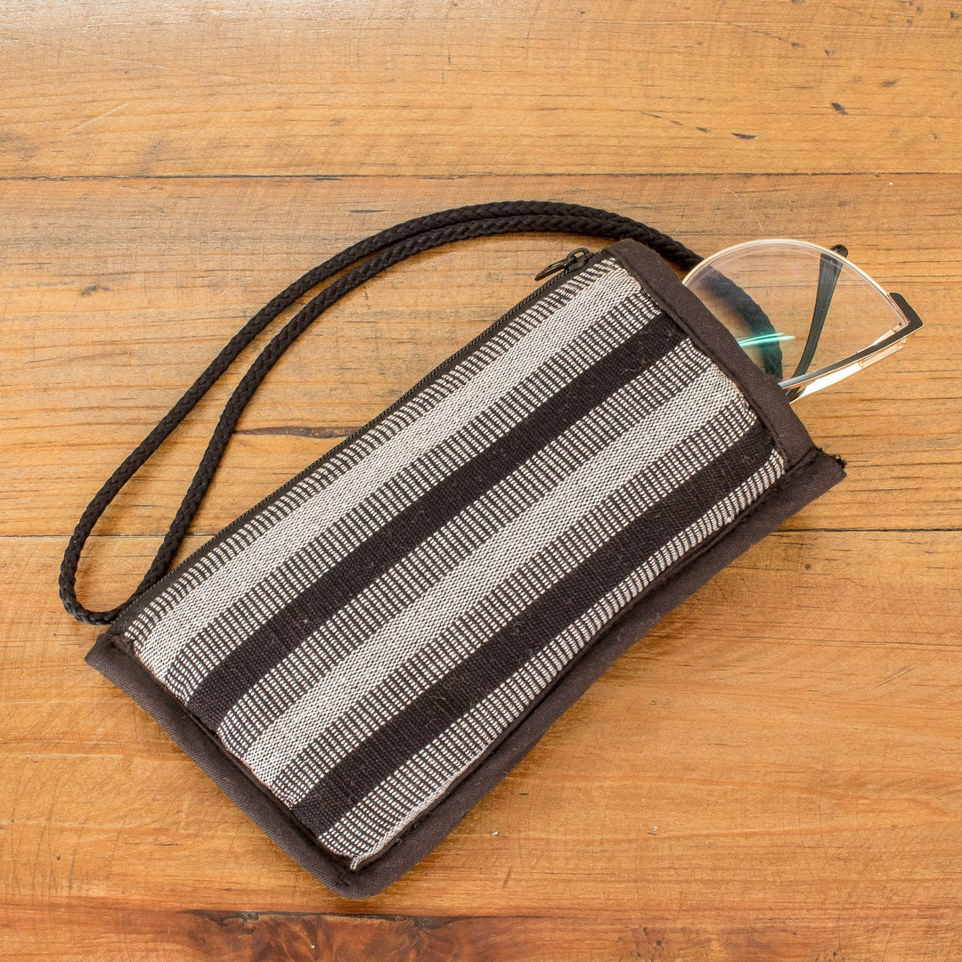 Black and White Cotton Glasses Case Handmade in Guatemala - Wintertime