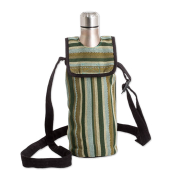 Striped Cotton Bottle Carrier Hand-Woven in Guatemala - Faraway Lands