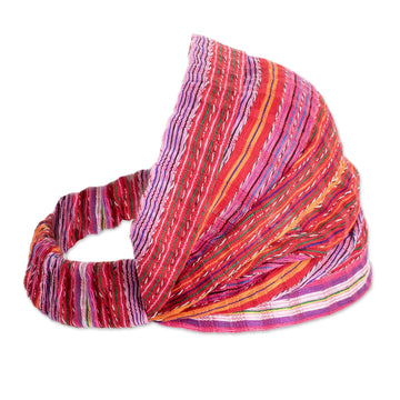 Multicolored Cotton Headband Hand-Woven in Guatemala - Stripes of Joy