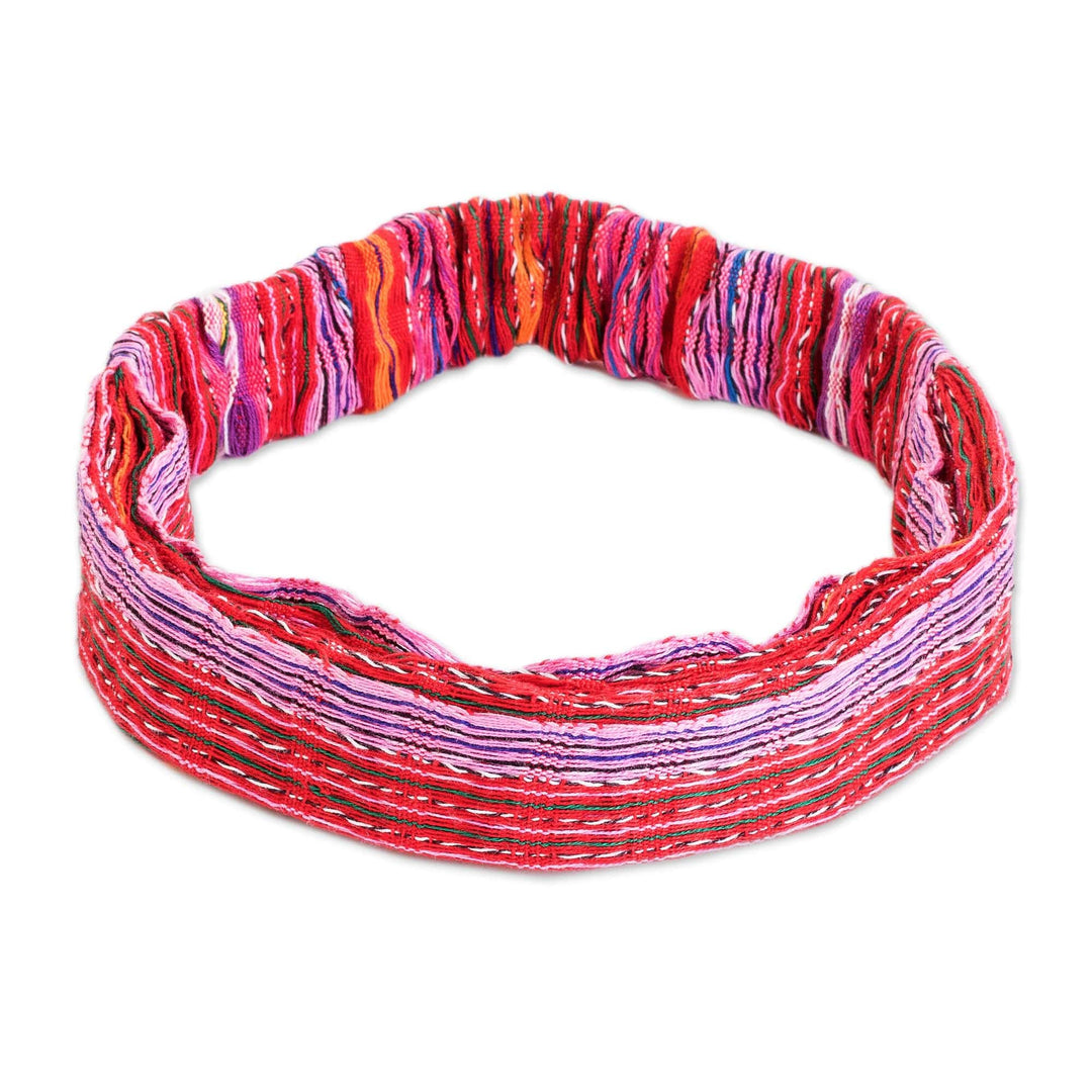 Multicolored Cotton Headband Hand-Woven in Guatemala - Stripes of Joy