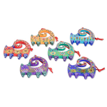 Ceramic Ornaments - Set of 6 - Hypnotic Felines