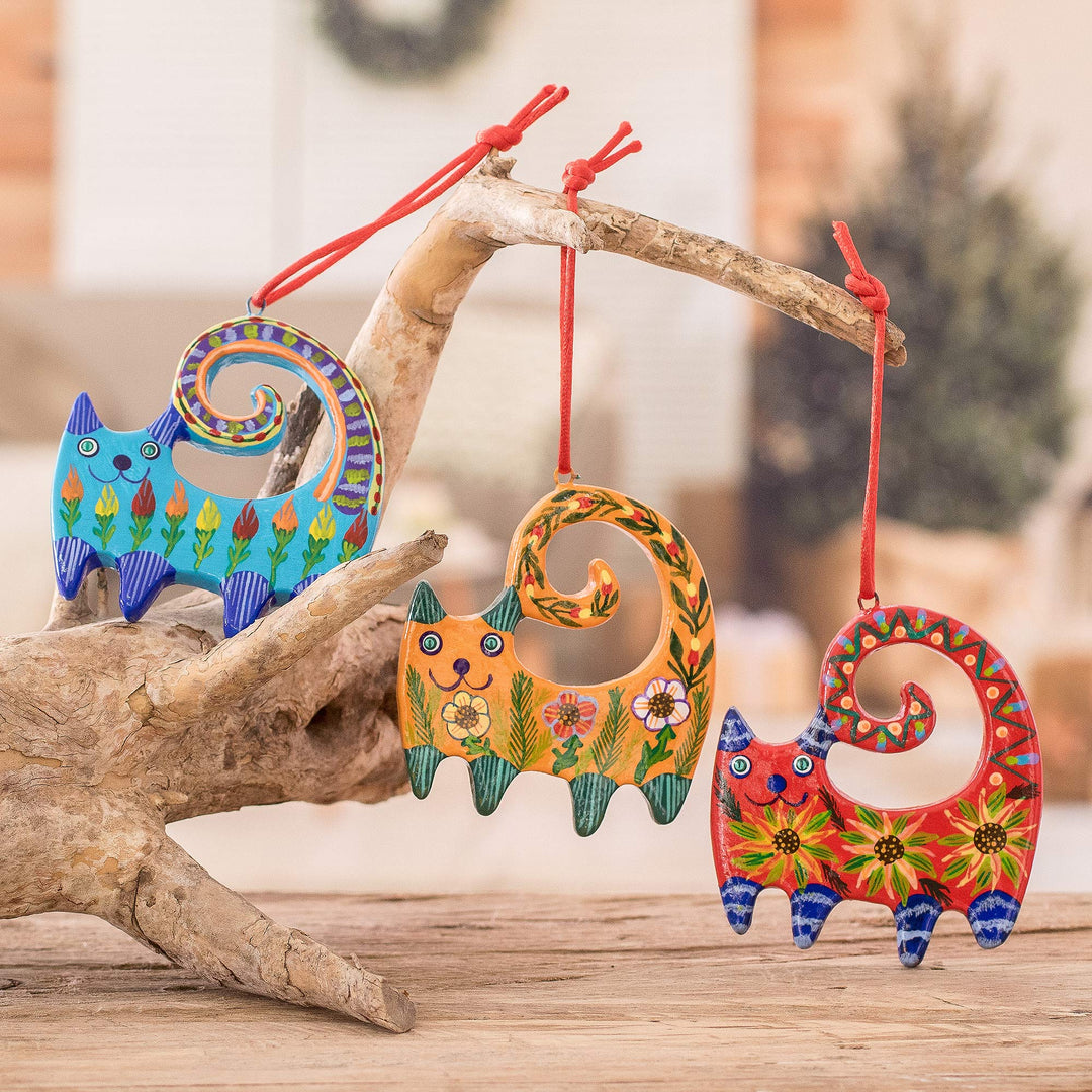 Ceramic Ornaments - Set of 6 - Hypnotic Felines