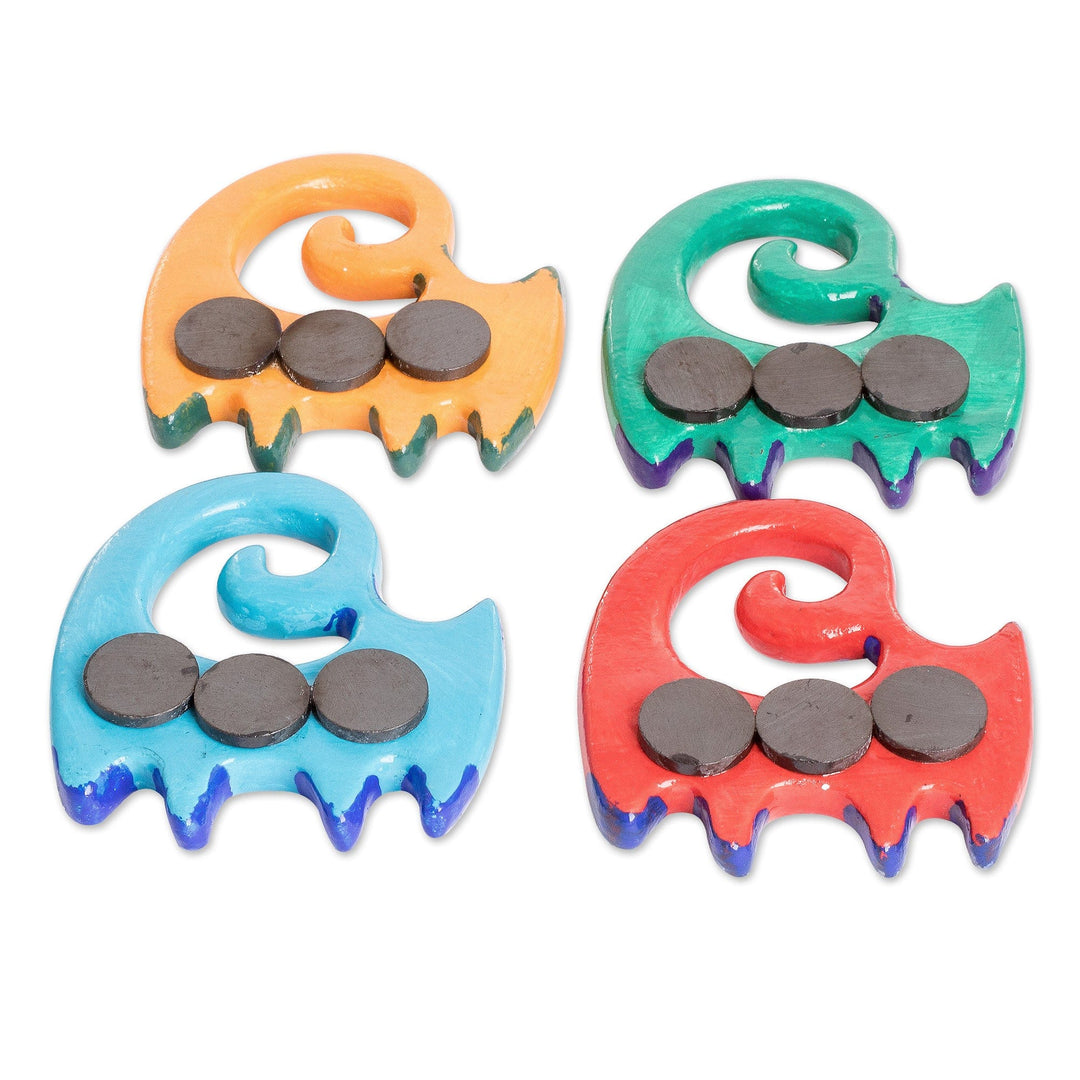 Set of 4 Ceramic Magnets with Colorful Cats - Hypnotic Cats