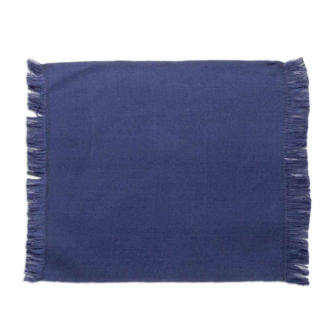 Handwoven Cotton Blue Placemats with Napkins (Set of 4) - Blue Wellness