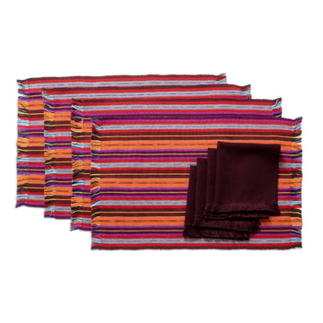 Handwoven Cotton Placemats with Napkins (Set of 4) - Intense Tradition
