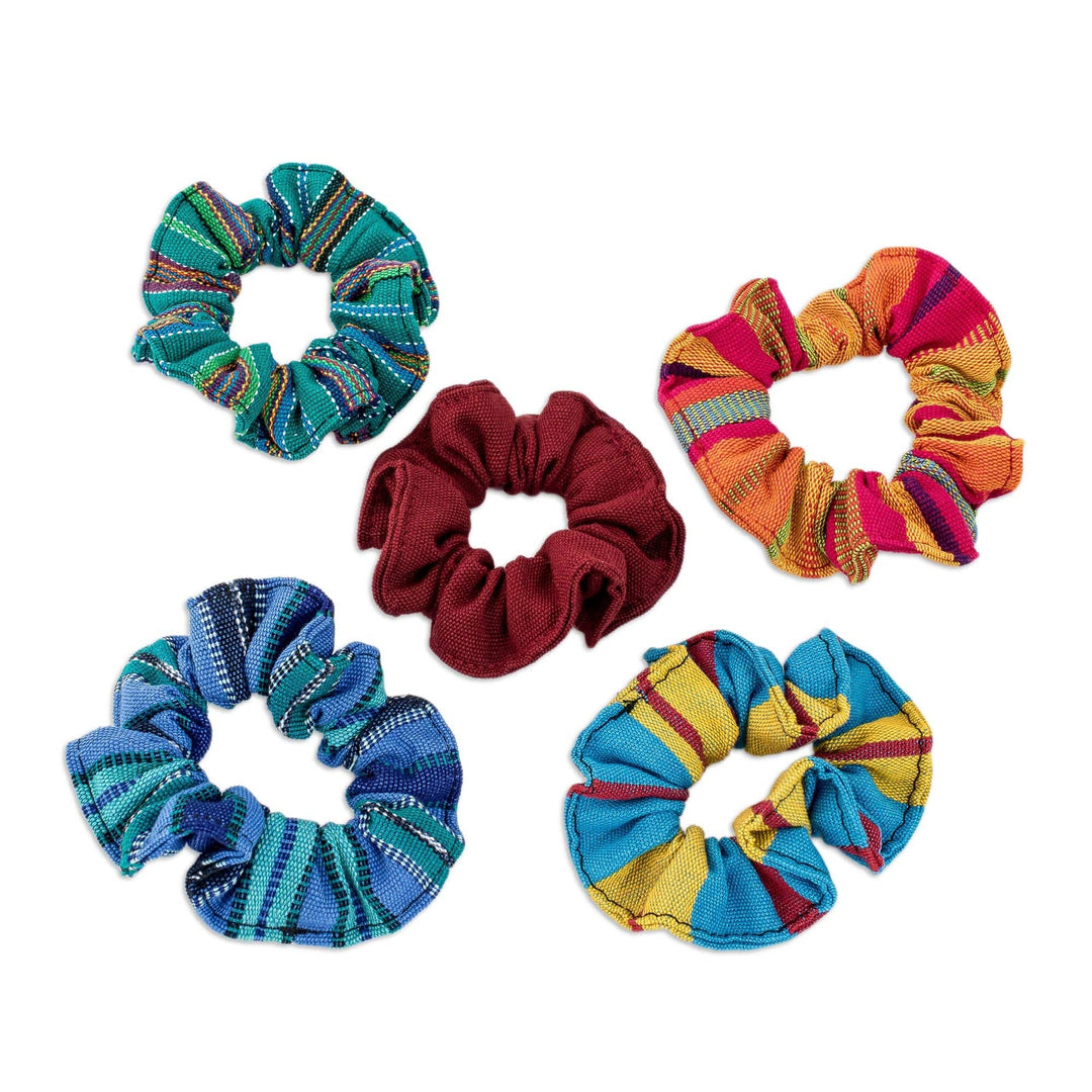 Set of 5 Colorful Cotton Scrunchies - United Femininity
