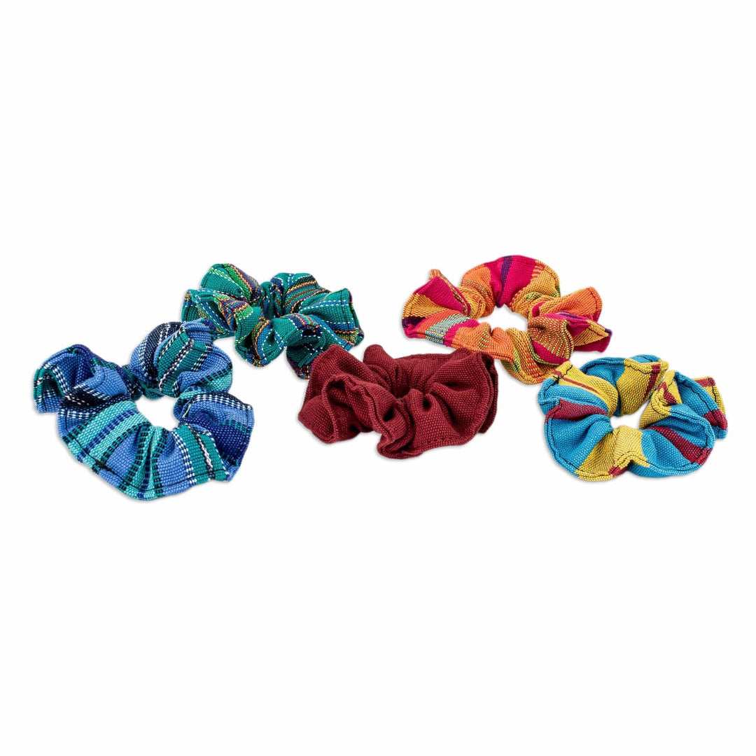 Set of 5 Colorful Cotton Scrunchies - United Femininity