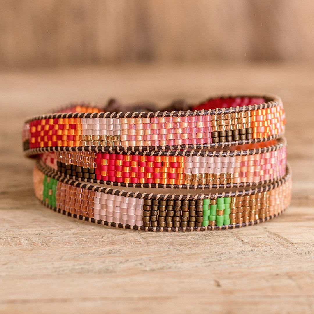 Glass Beaded Wrap Bracelet - Geometric Innovation