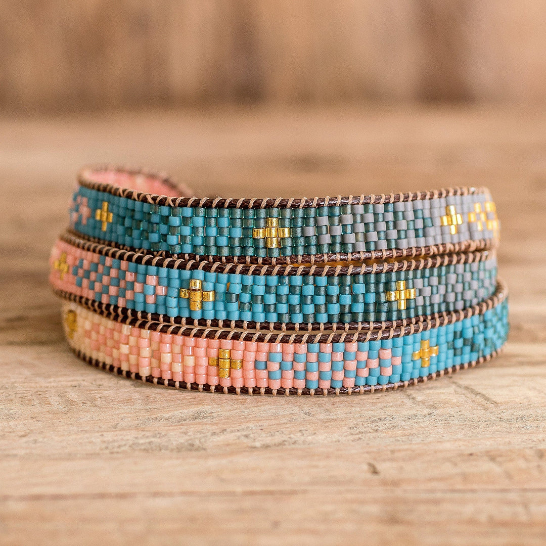 Geometric Glass Beaded Wrap Bracelet - Geometric Sensation