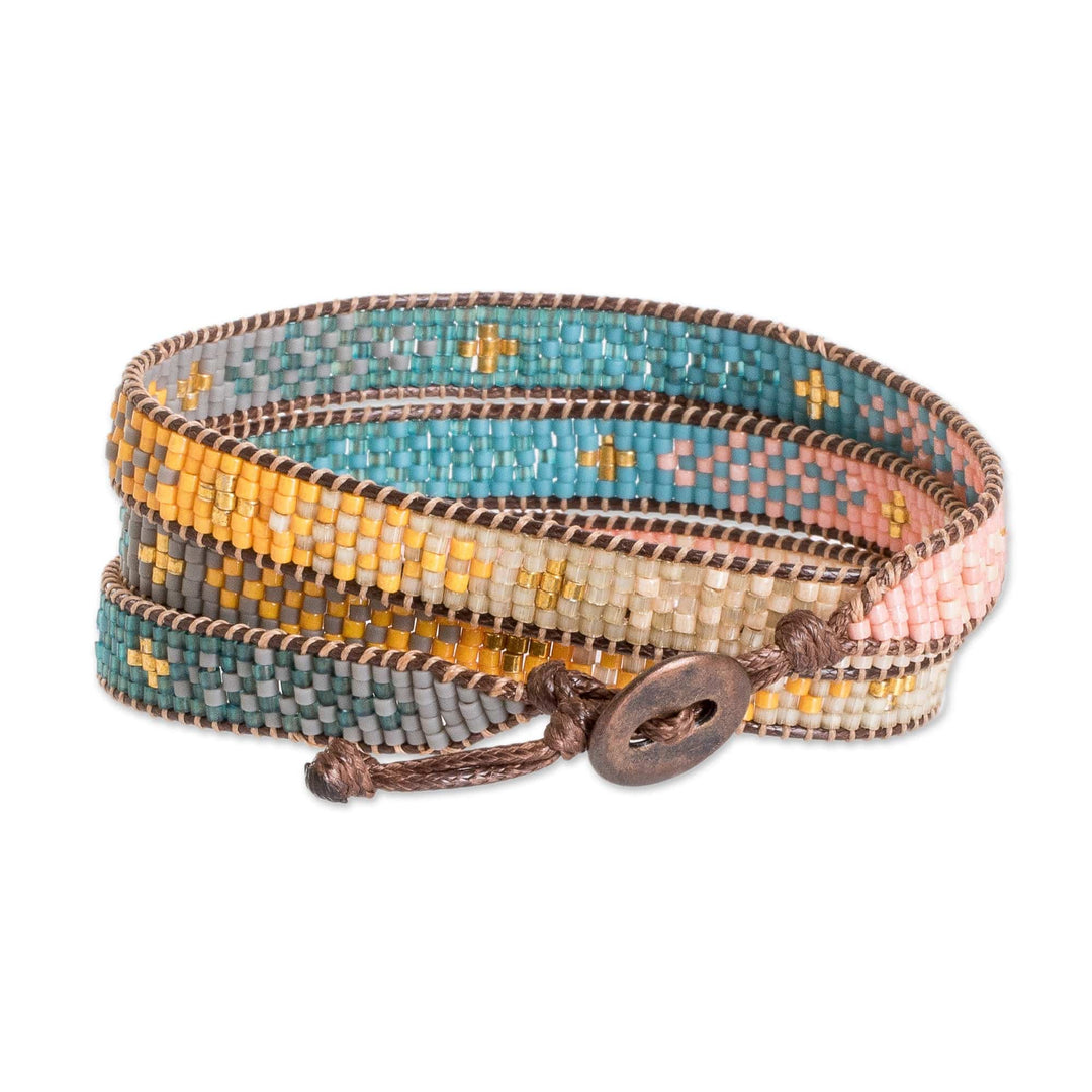 Geometric Glass Beaded Wrap Bracelet - Geometric Sensation